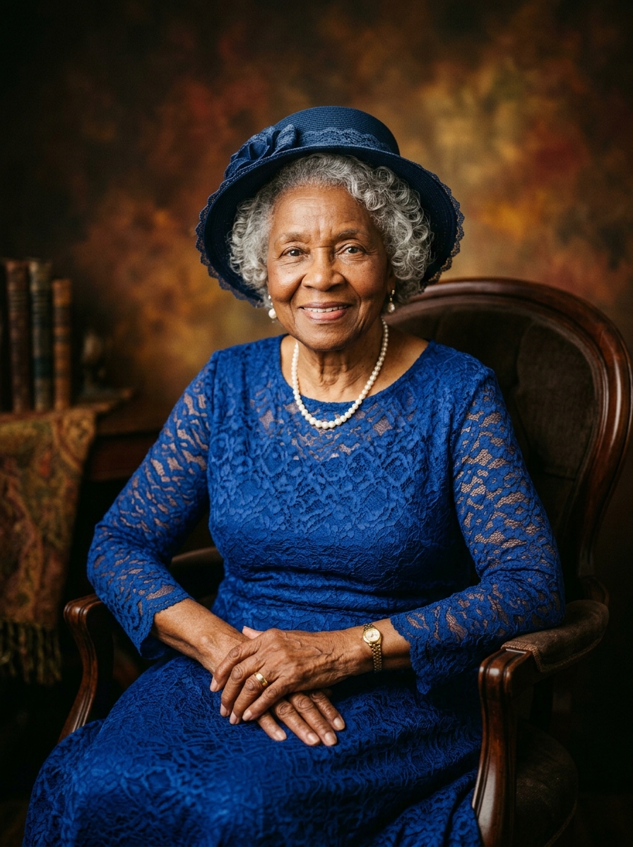 Portrait of Rosalee Mae Johnson, church elder and seamstress